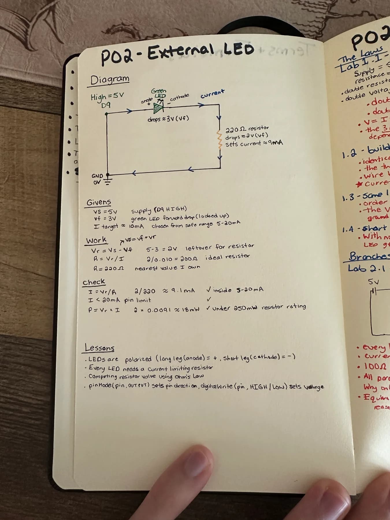 External LED, notebook page 1